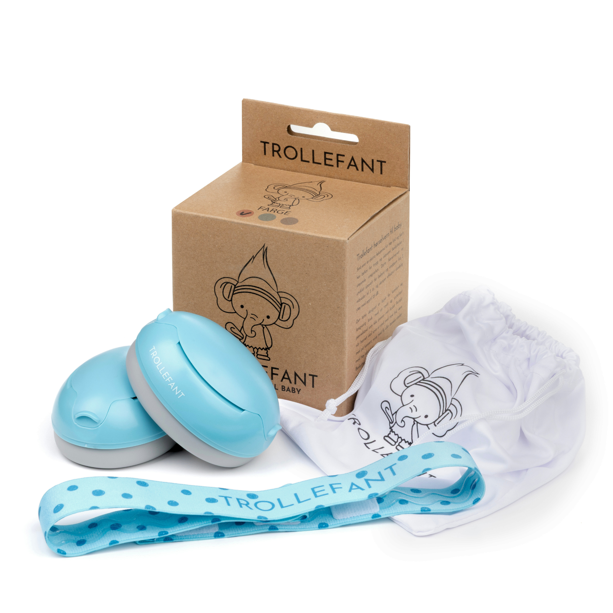 Trollefant høreværn til baby, blå