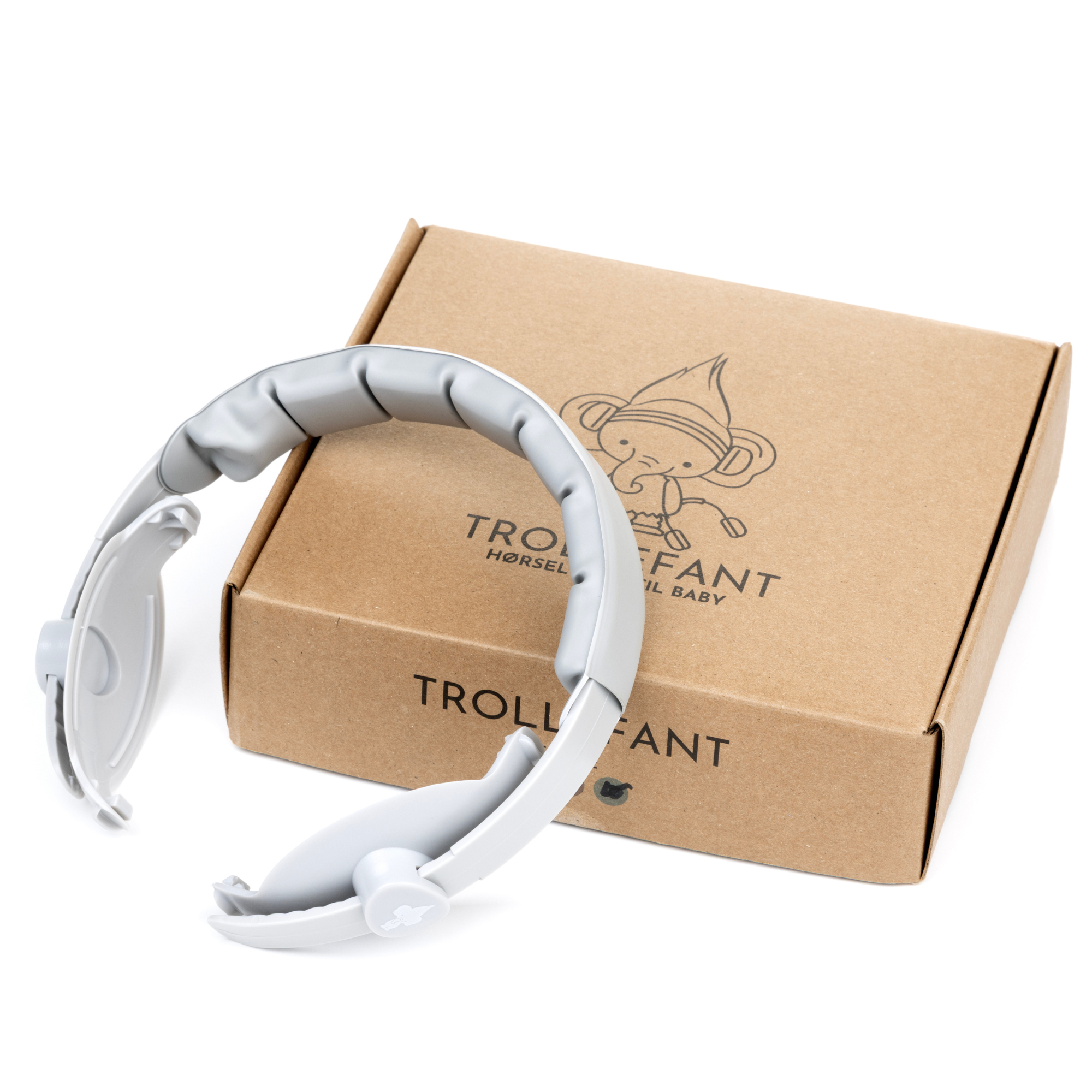 Trollefant høreværn til baby 2 i 1, grå