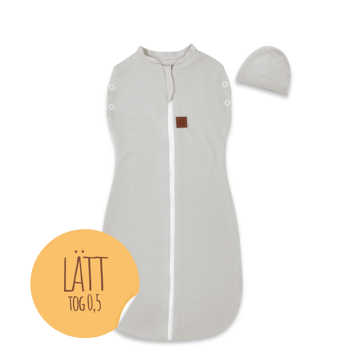 MimiNu Swaddle-sovepose med hue, Grey