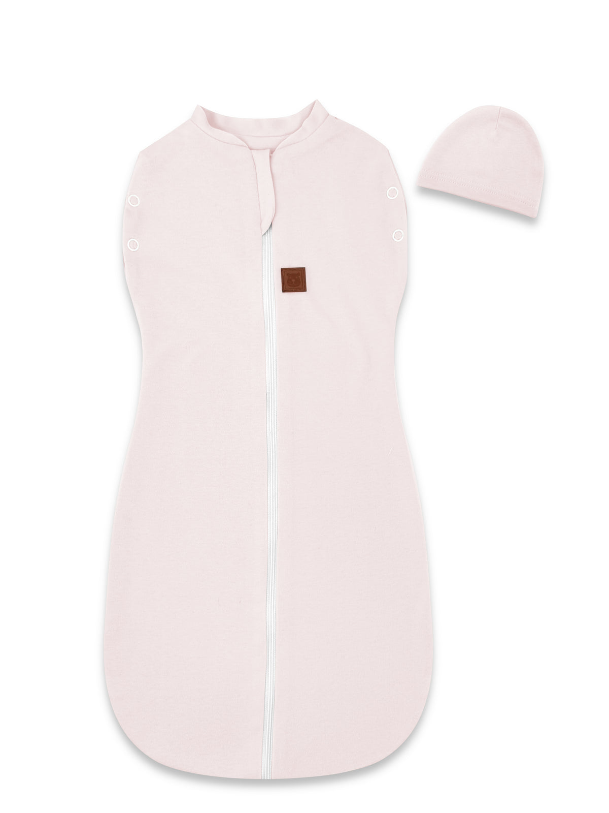 MimiNu Swaddle-sovepose med hue, Powder Pink