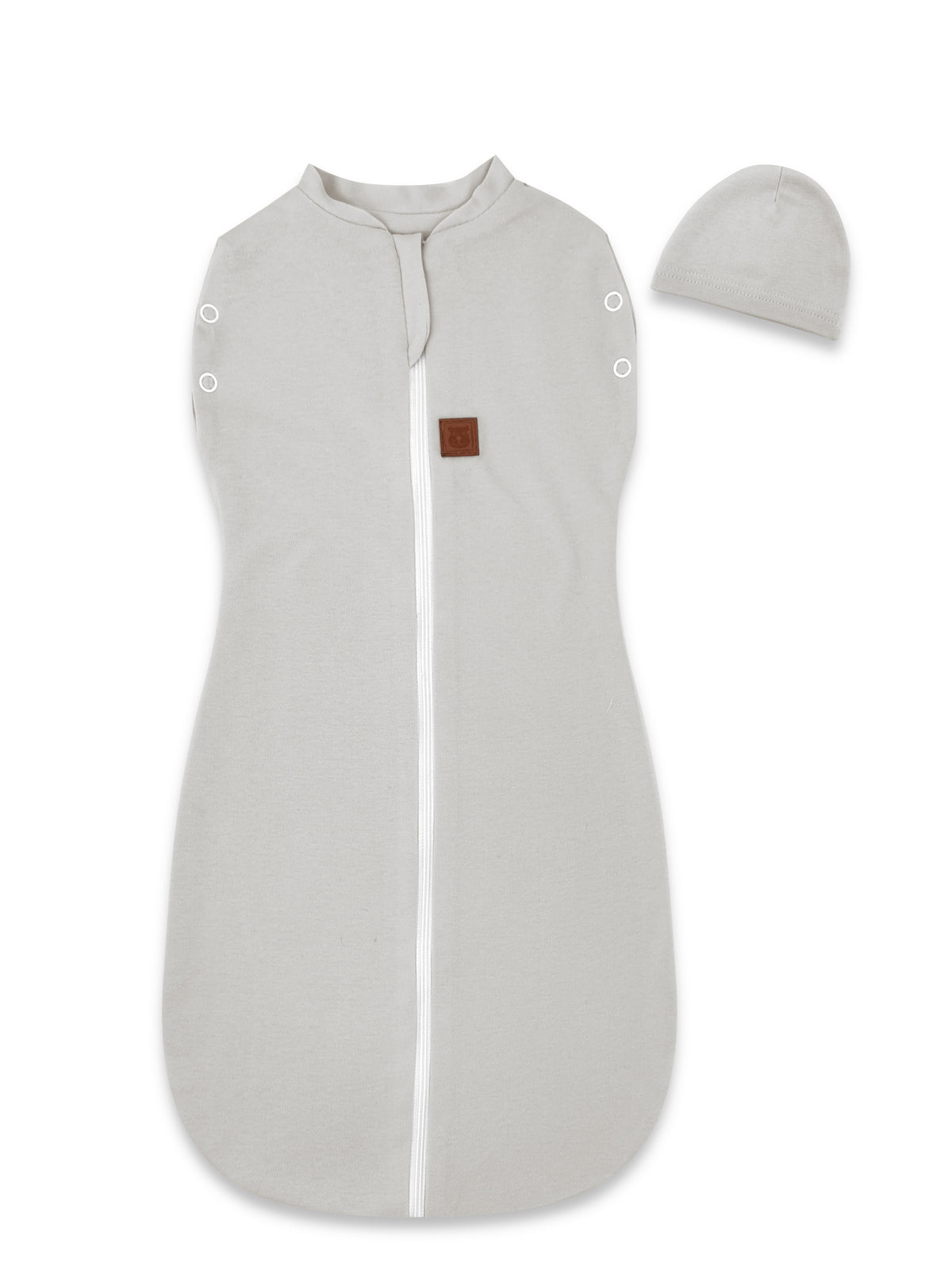 MimiNu Swaddle-sovepose med hue, Grey