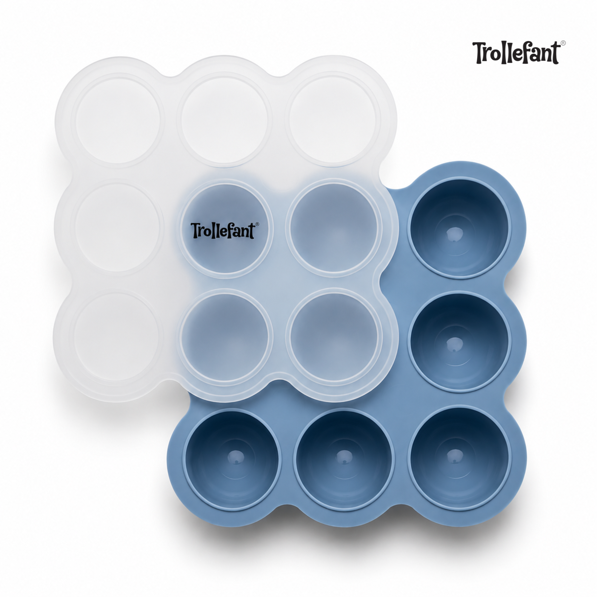 Trollefant fryseform med låg – 9 x 60 ml (Blå)