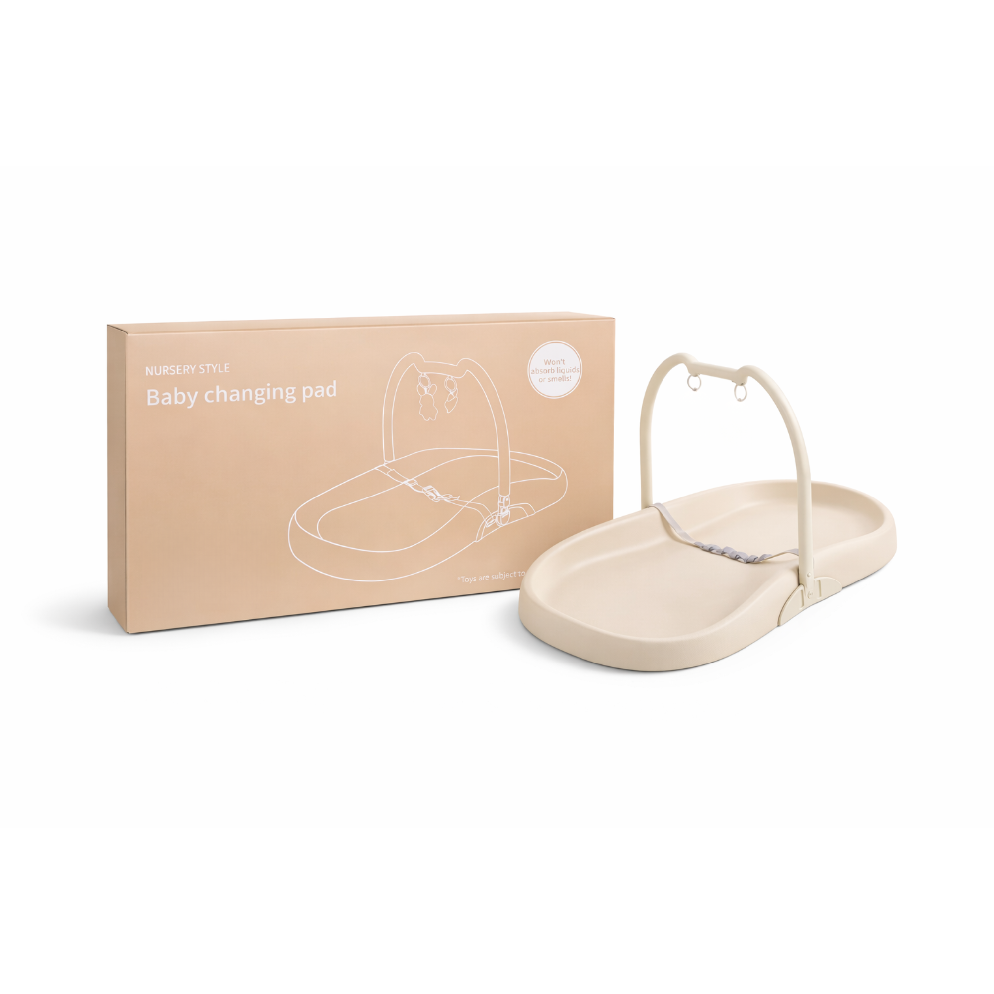 Puslemåtte med sele og aftagelig legebøjle, Beige