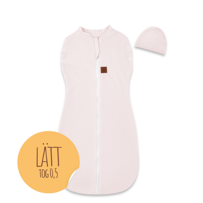 MimiNu Swaddle-sovepose med hue, Powder Pink