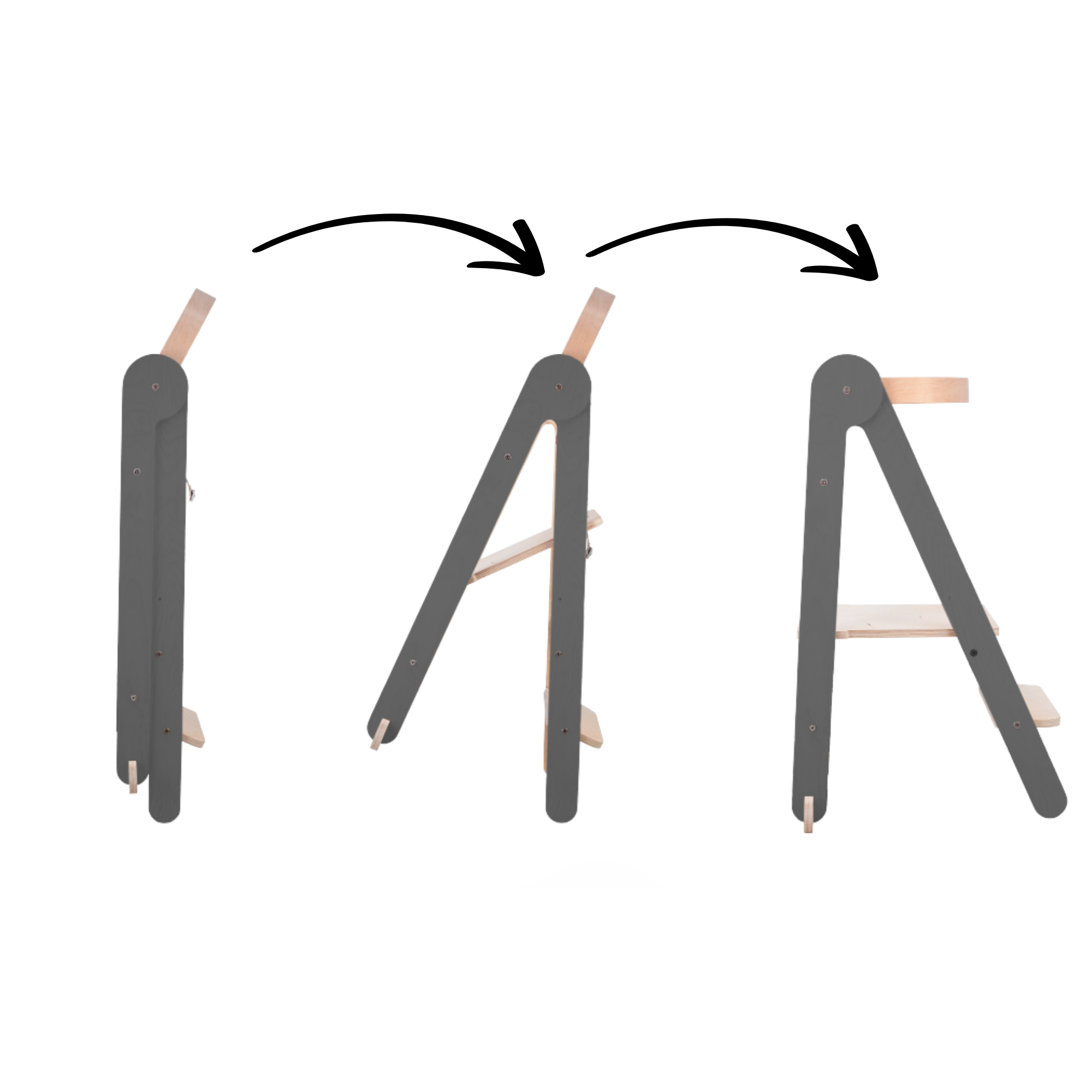 Tower Fold – fleksibel, sammenklappelig læringstårn, grå