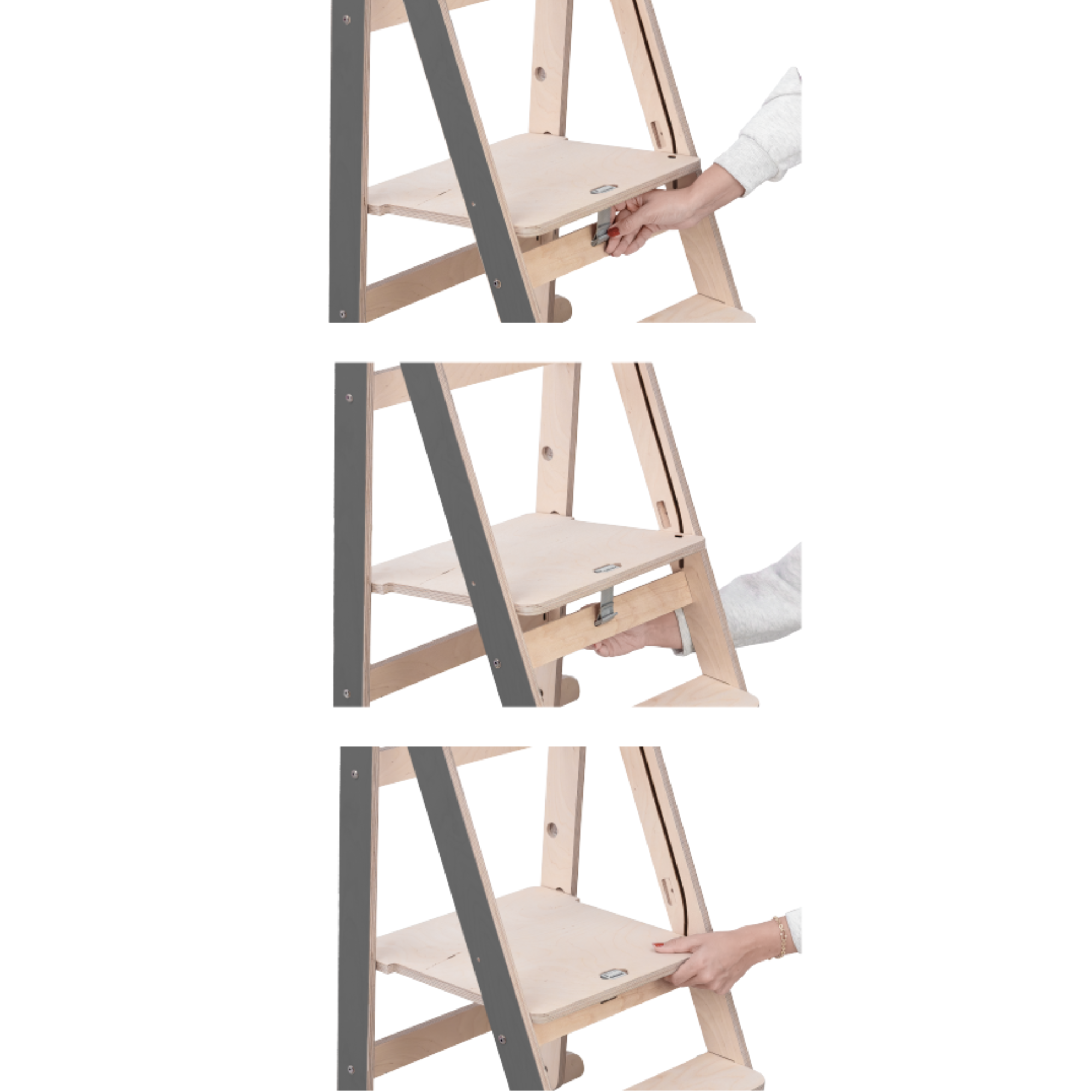 Tower Fold – fleksibel, sammenklappelig læringstårn, grå