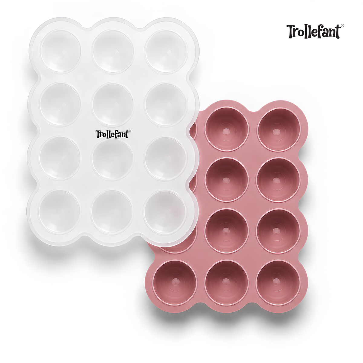 Trollefant Fryseform med låg, 12x45 ml, Rosa