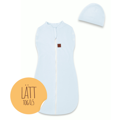 MimiNu Swaddle-sovepose med hue, Baby Blue