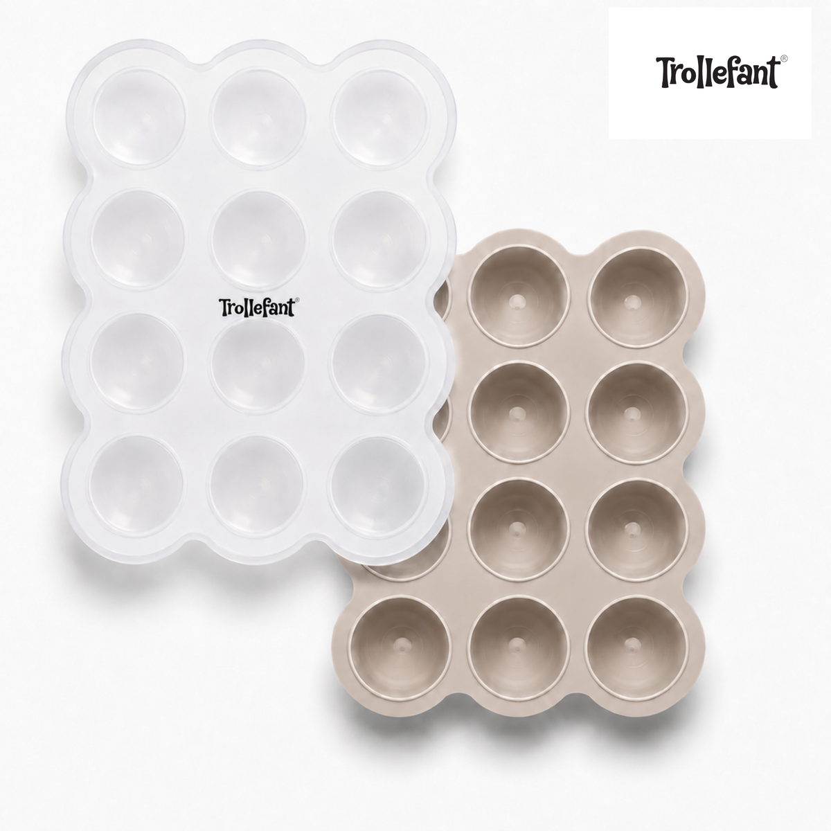 Trollefant Fryseform med låg, 12x45 ml, Beige