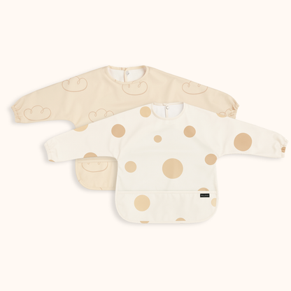 Trollefant Hagesmæk med ærmer – 2-pak, Beige