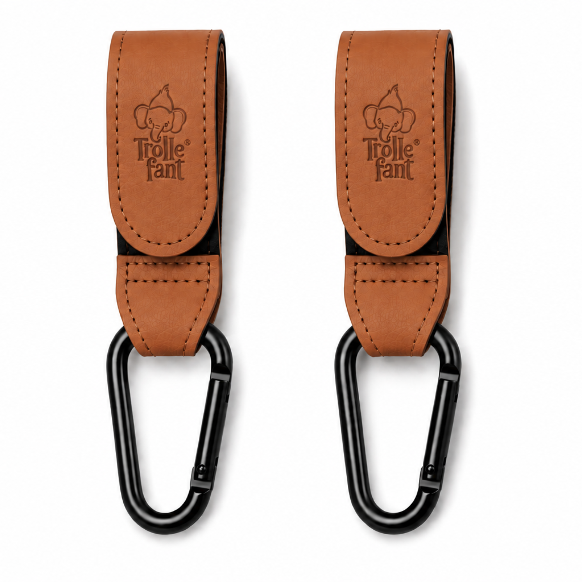 Trollefant Premium-barnevognskroge, 2-pack, cognac