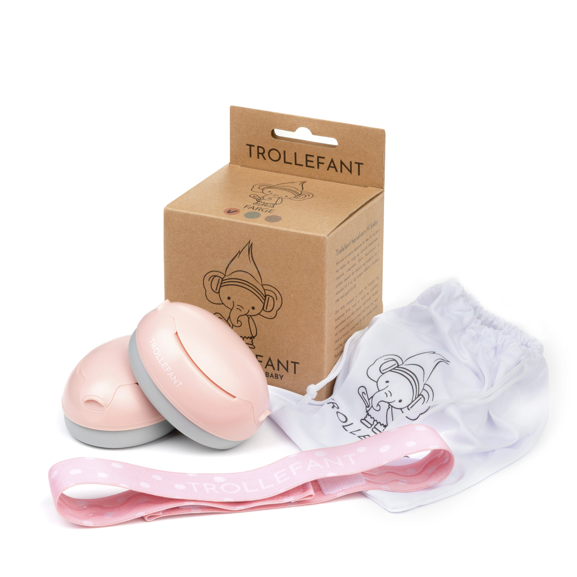Trollefant høreværn til baby, rosa