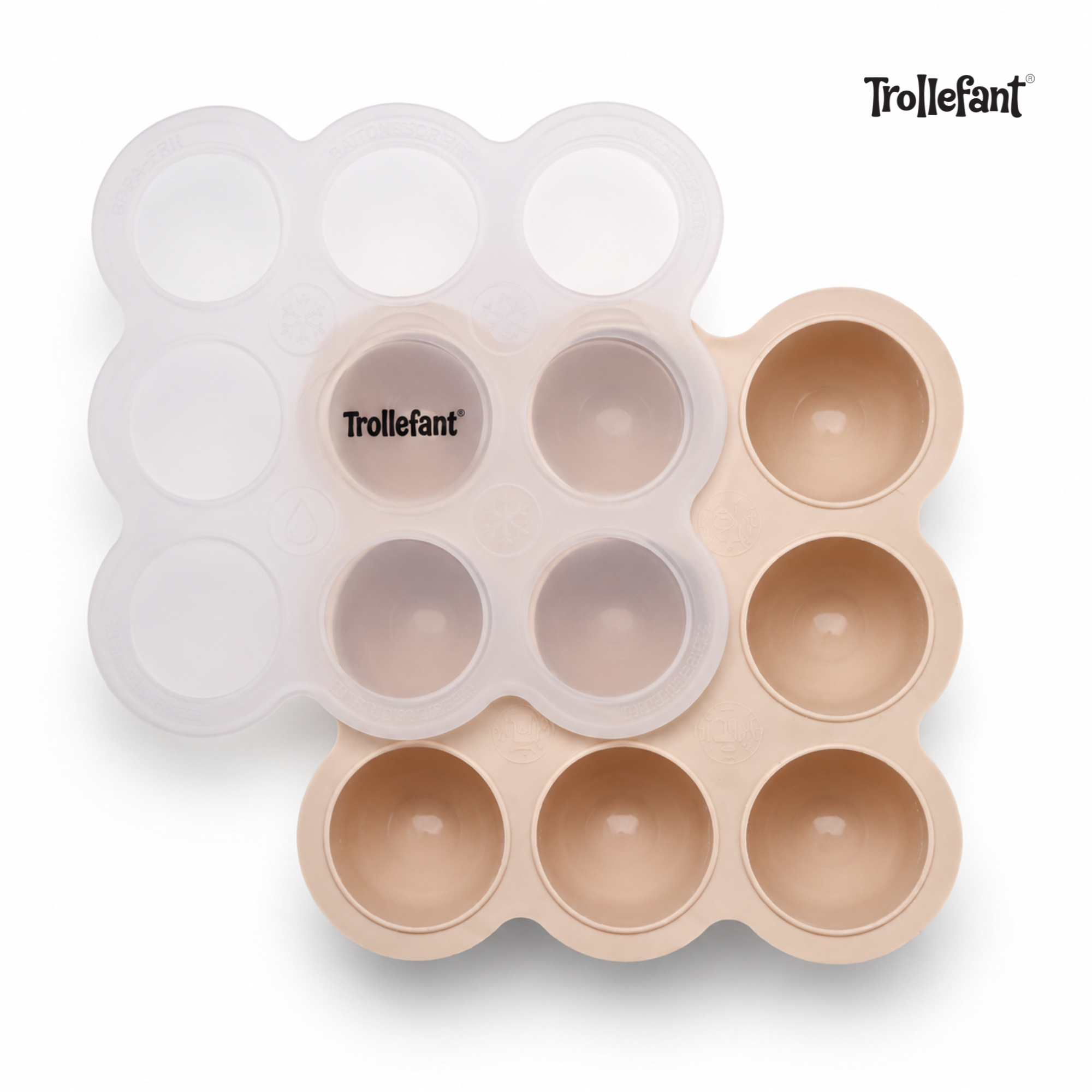 Trollefant fryseform med låg – 9 x 60 ml (Beige)