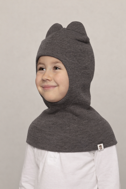 Balaklava i merinould, grå