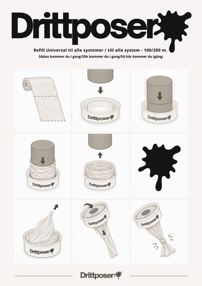 Refill Universal til alle systemer – 100 meter med afrivning