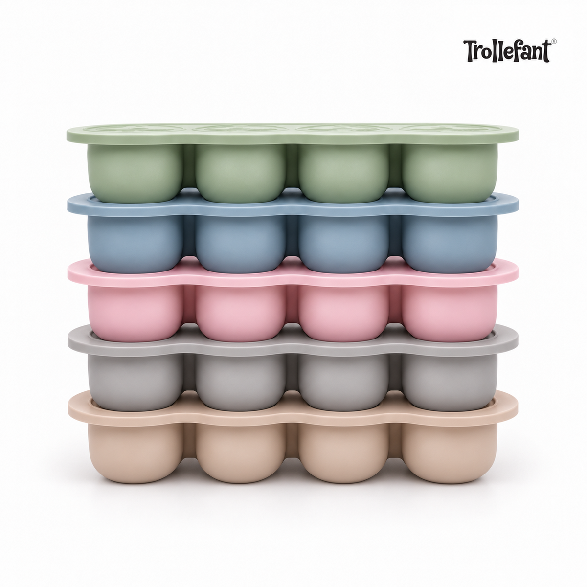 5x Trollefant fryseform med låg – 12 × 45 ml