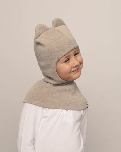 Balaklava i merinould, beige