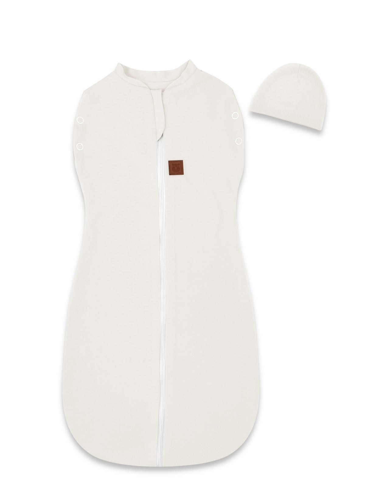 MimiNu Swaddle-sovepose med hue, Ecru
