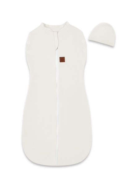 MimiNu Swaddle-sovepose med hue, Ecru