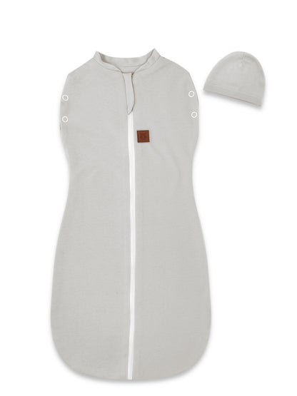 MimiNu Swaddle-sovepose med hue, Grey