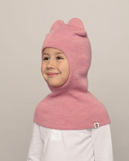 Balaklava i merinould, rosa
